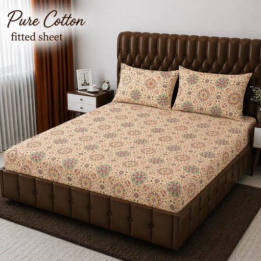 3 Pcs Pure Cotton Fitted Bedsheets 014
