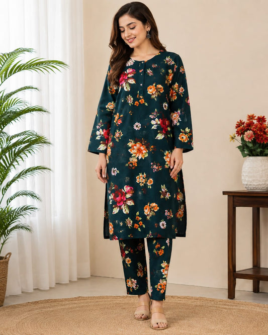 Winter Bloom – 2 Pcs Unstitched Ladies Suit