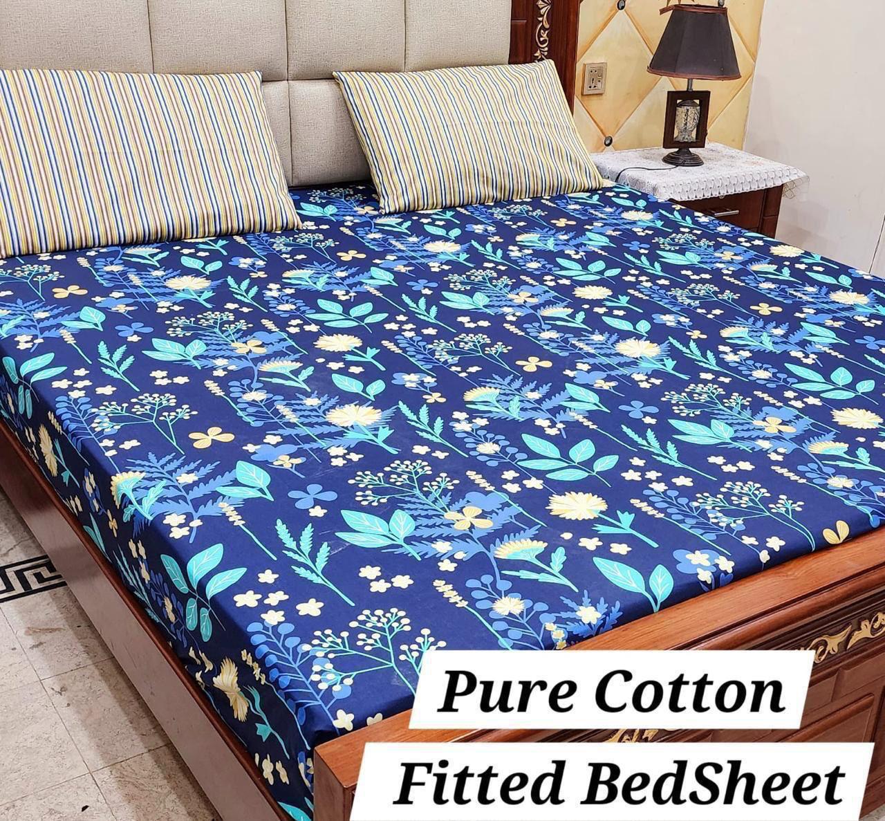 3 Pcs Pure Cotton Fitted Bedsheets 01