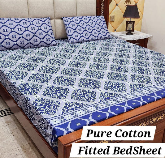 Elegant Pure Cotton Fitted Sheets 3 Pcs Set 040