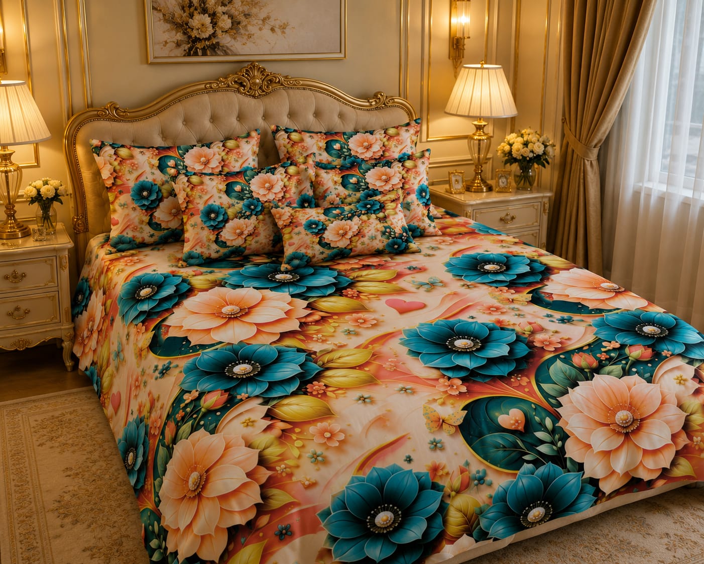 Soft & Durable 8D King Size 5 Piece Bed Sheet Set 06