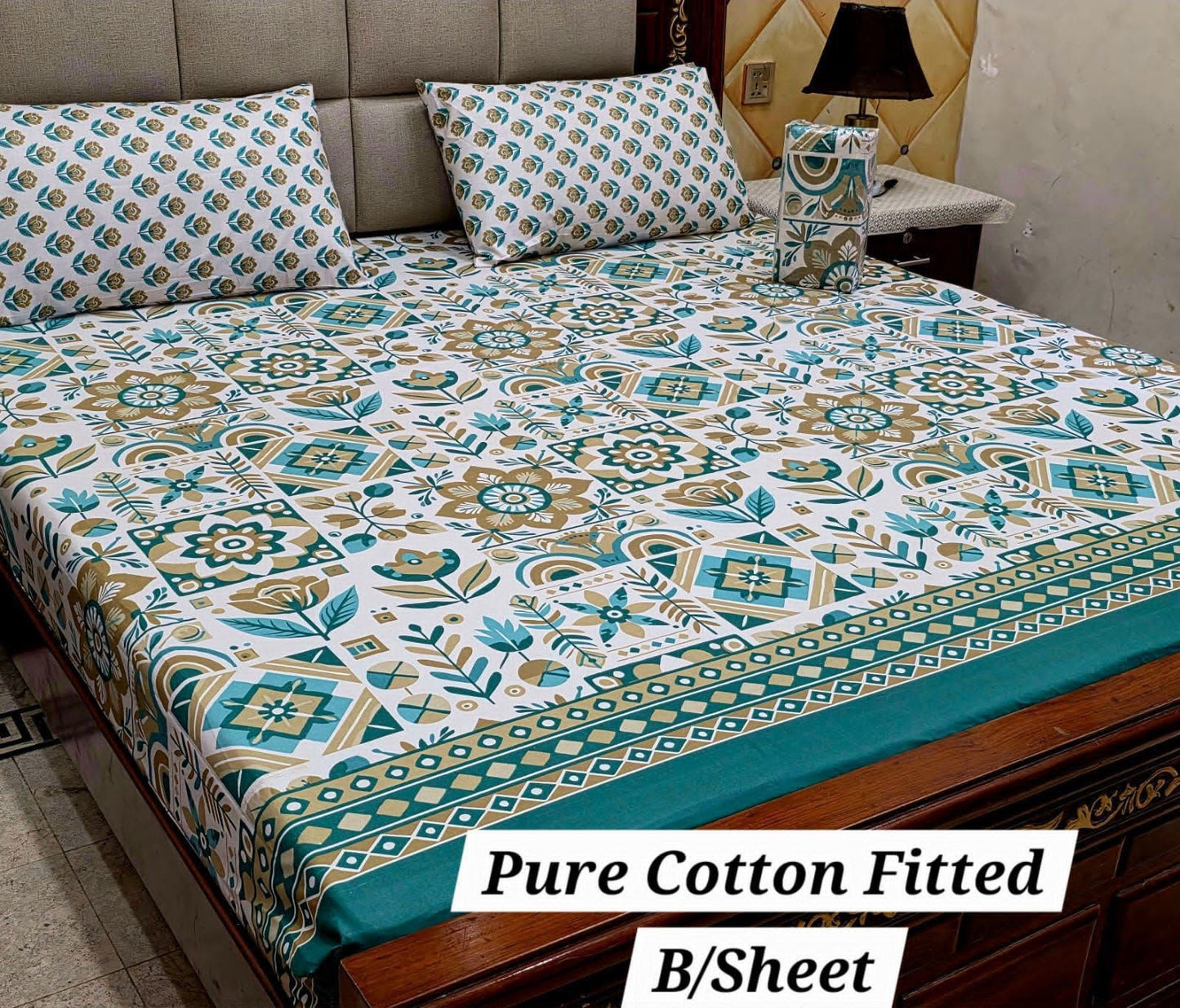 3 Pcs Pure Cotton Fitted Bedsheets 016