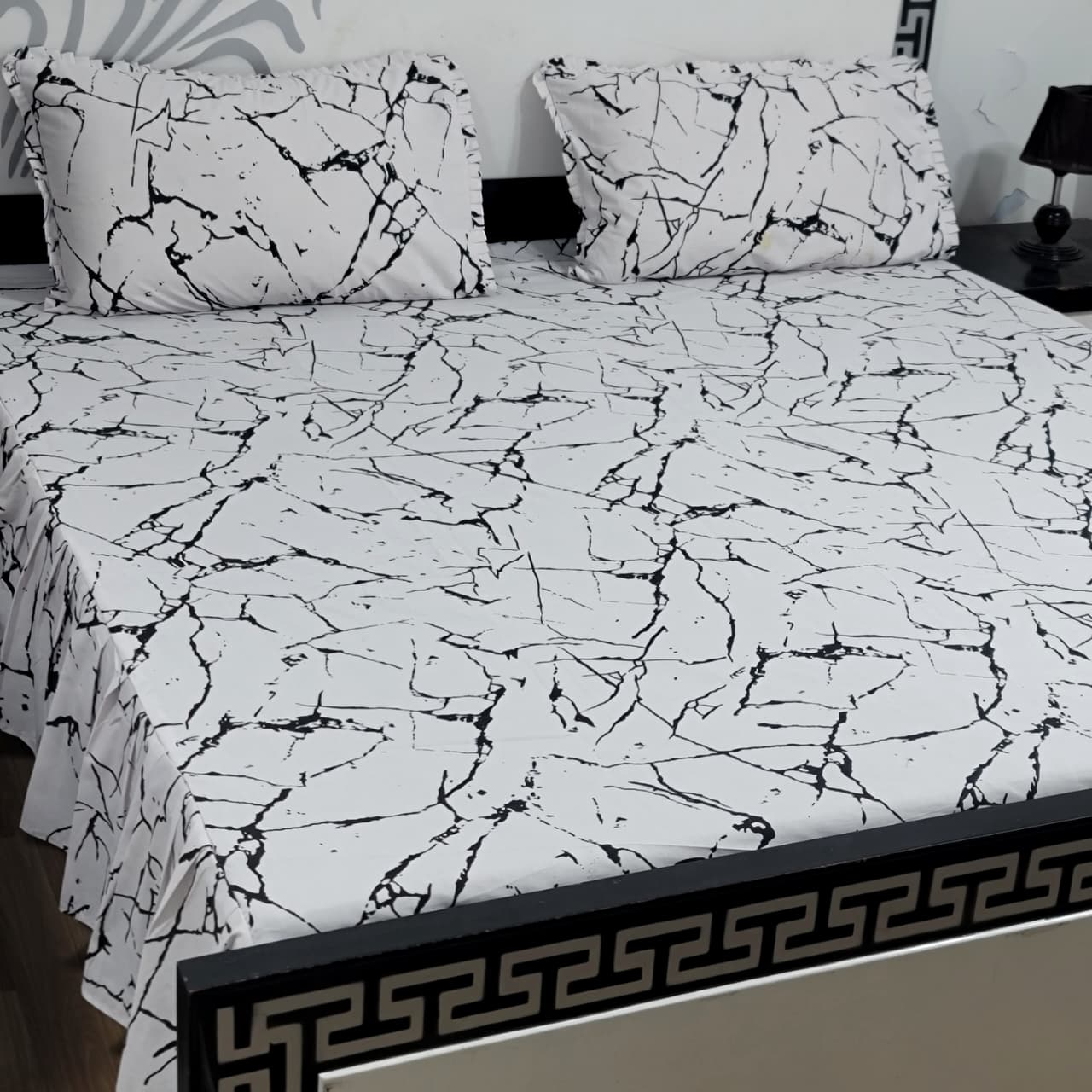 ROYAL Pure Cotton King Size FRILL BED SHEETS 012