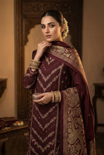 Luxury Dhanak Embroidered 3-Piece Suit with 3D Pashmina Shawl