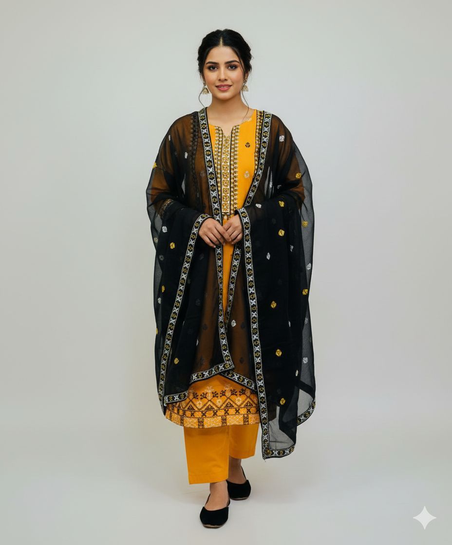 Eid Collection 2K26 – 3 Pcs Lawn / Cotton Hit Traditional Embroidery Suit