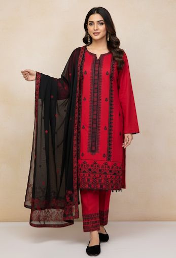 Eid Collection 2K26 – 3 Pcs Lawn / Cotton Hit Traditional Embroidery Suit