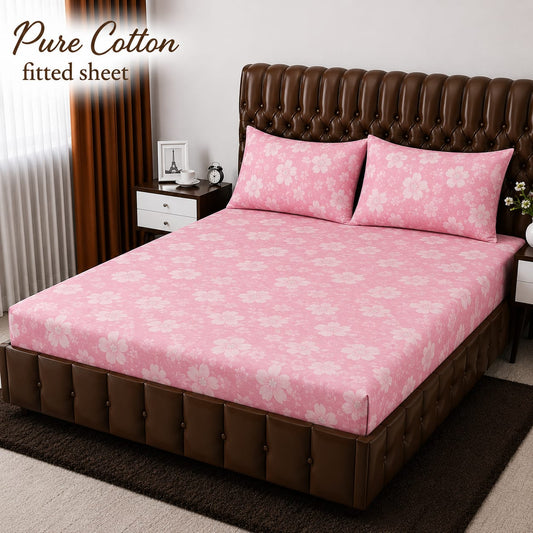 Elegant Pure Cotton Fitted Sheets 3 Pcs Set 025