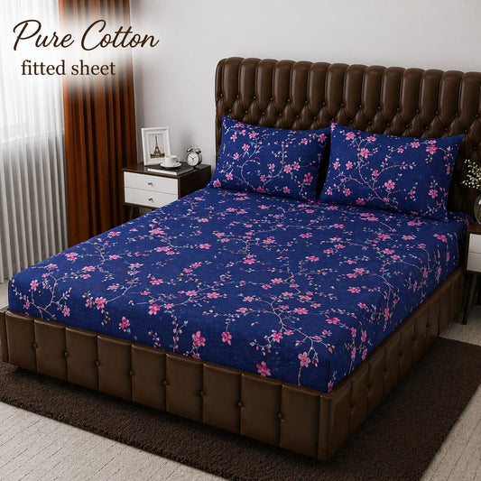 3 Pcs Pure Cotton Fitted Bedsheets 021