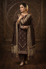 Luxury Dhanak Embroidered 3-Piece Suit with 3D Pashmina Shawl