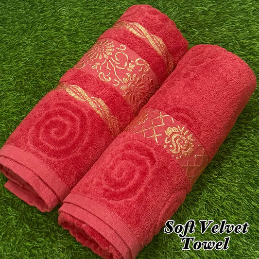 2Pcs Soft Velvet Bathroom Towel Pair – Ultra Absorbent & Premium Quality