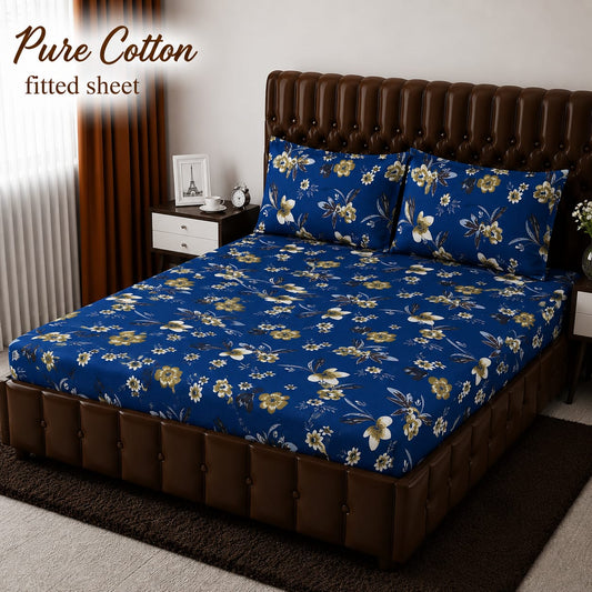 3 Pcs Pure Cotton Fitted Bedsheets 08