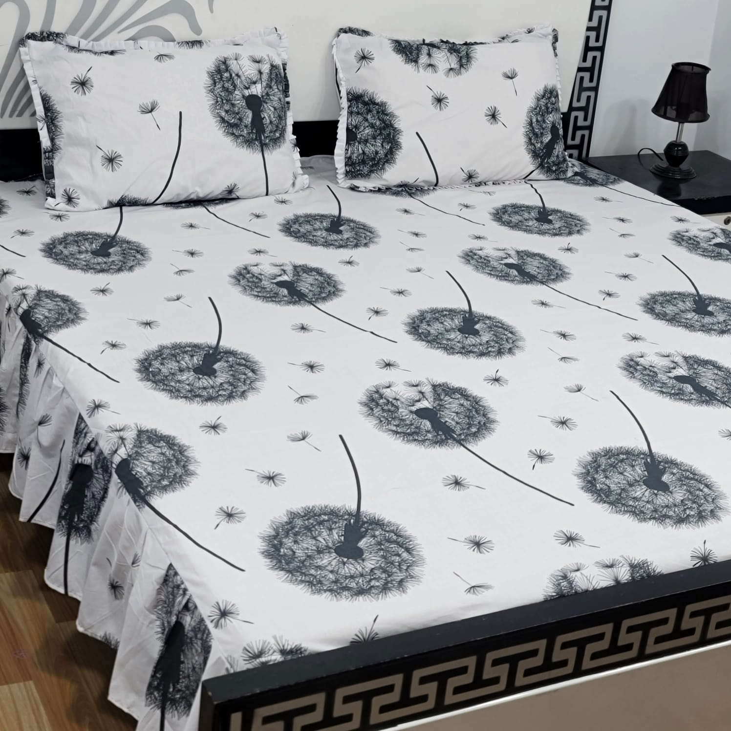 ROYAL Pure Cotton King Size FRILL BED SHEETS