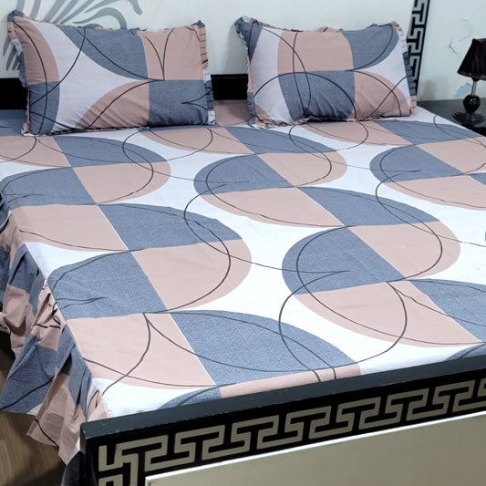 ROYAL Pure Cotton King Size FRILL BED SHEETS 07
