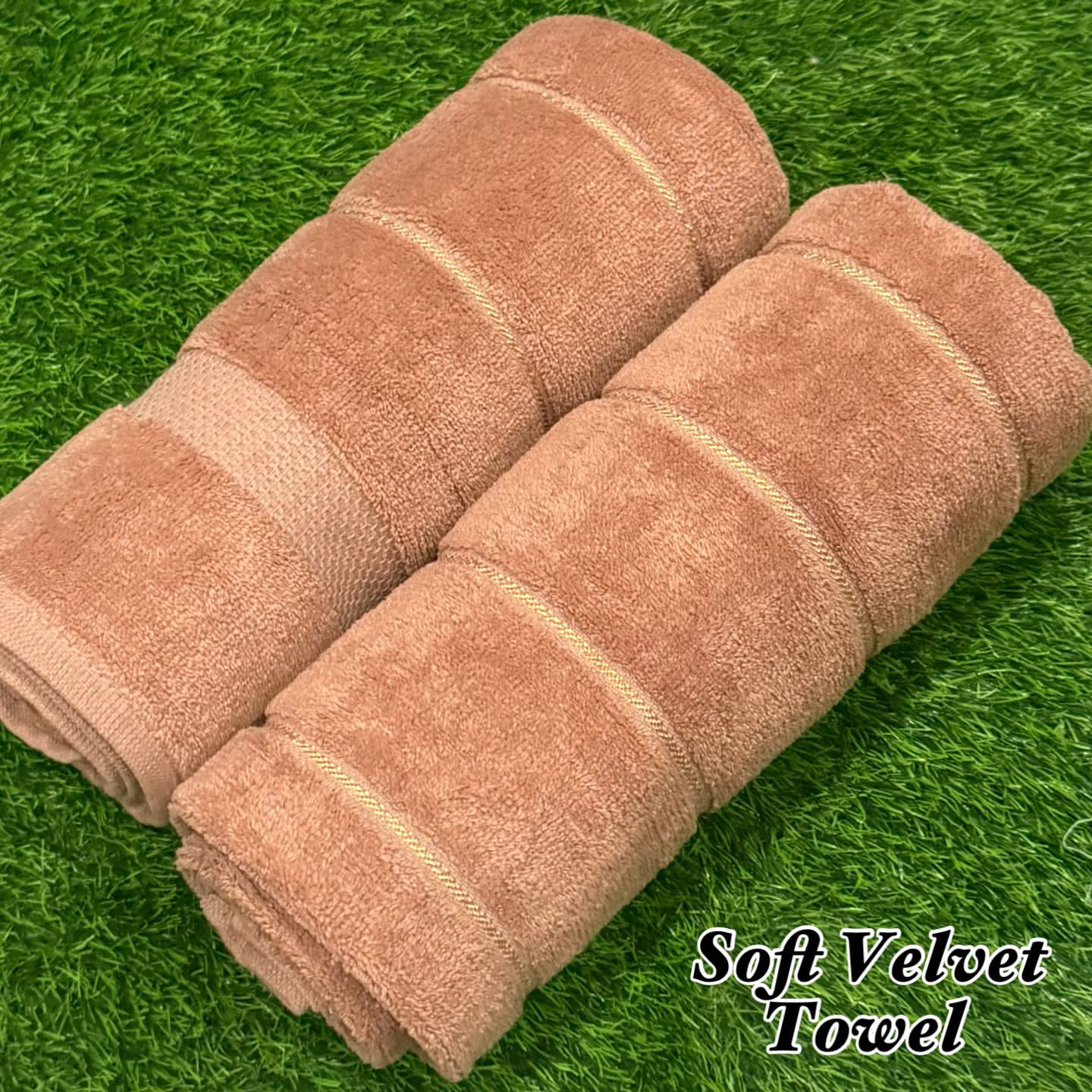 2Pcs Soft Velvet Bathroom Towel Pair – Ultra Absorbent & Premium Quality