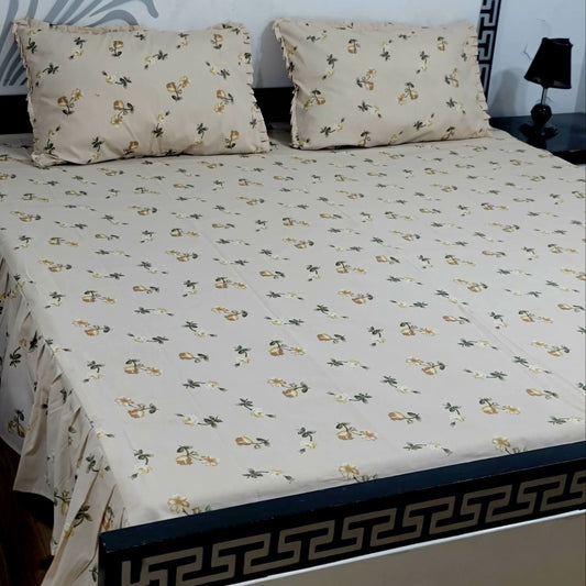 ROYAL Pure Cotton King Size FRILL BED SHEETS 08