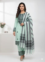 3 Pcs Khaddi Khadar Suit with Jacquard Velvet Shawl