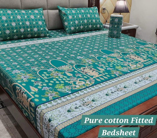 Elegant Pure Cotton Fitted Sheets 3 Pcs Set 031