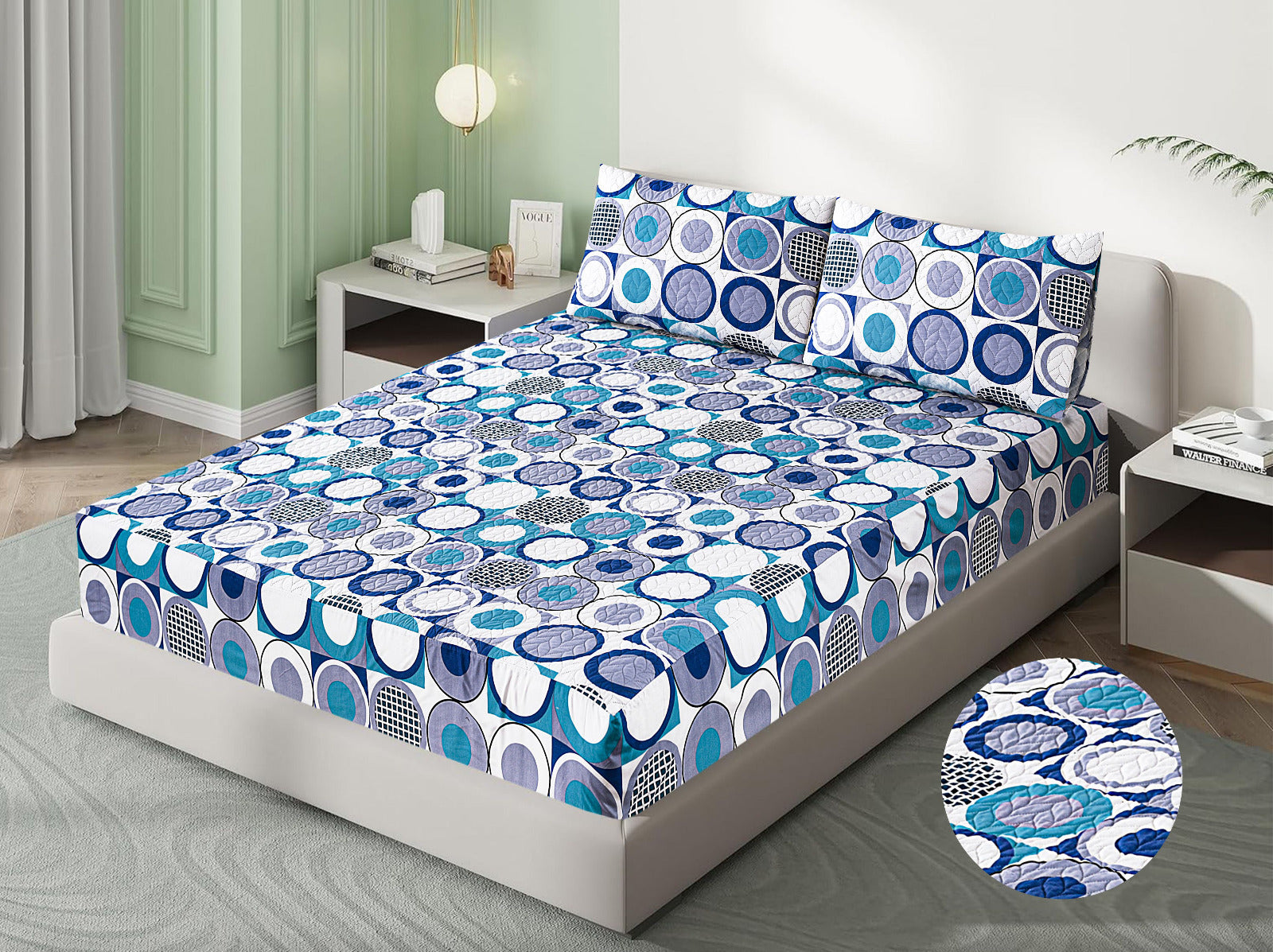 3 Pcs Printed Waterproof Mattress Protector - Quilted -  King 08
