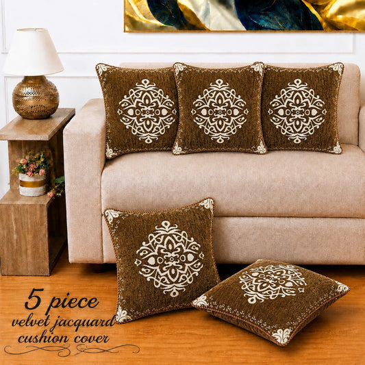 VELVET JACQUARD CUSHION COVERS 5pcs Set 07