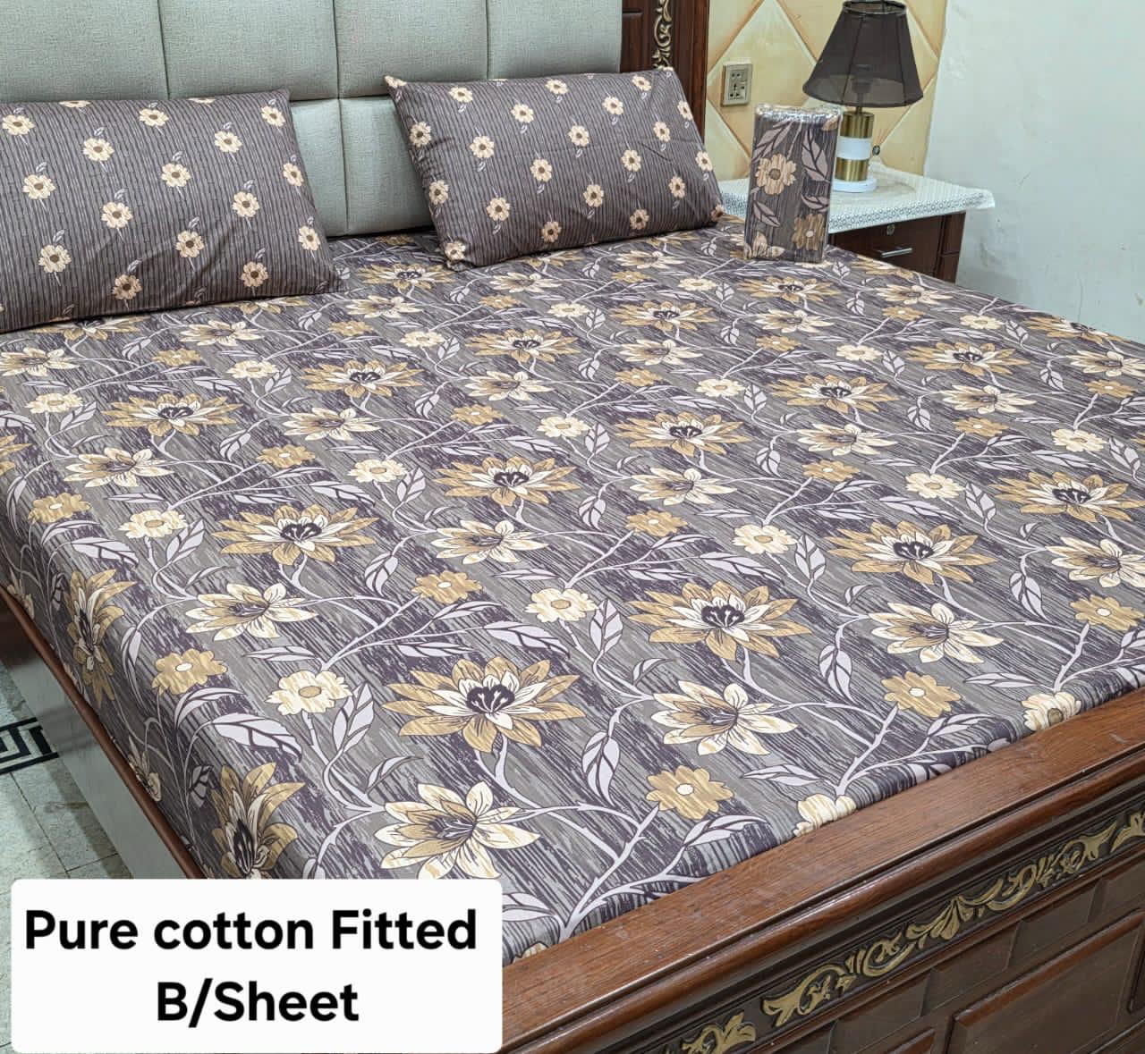 Elegant Pure Cotton Fitted Sheets 3 Pcs Set 063