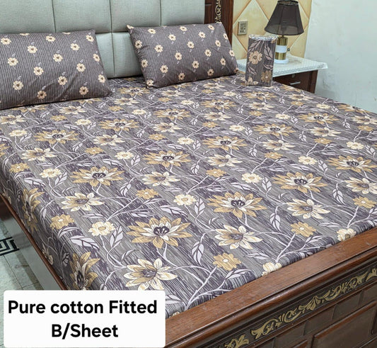Elegant Pure Cotton Fitted Sheets 3 Pcs Set 063