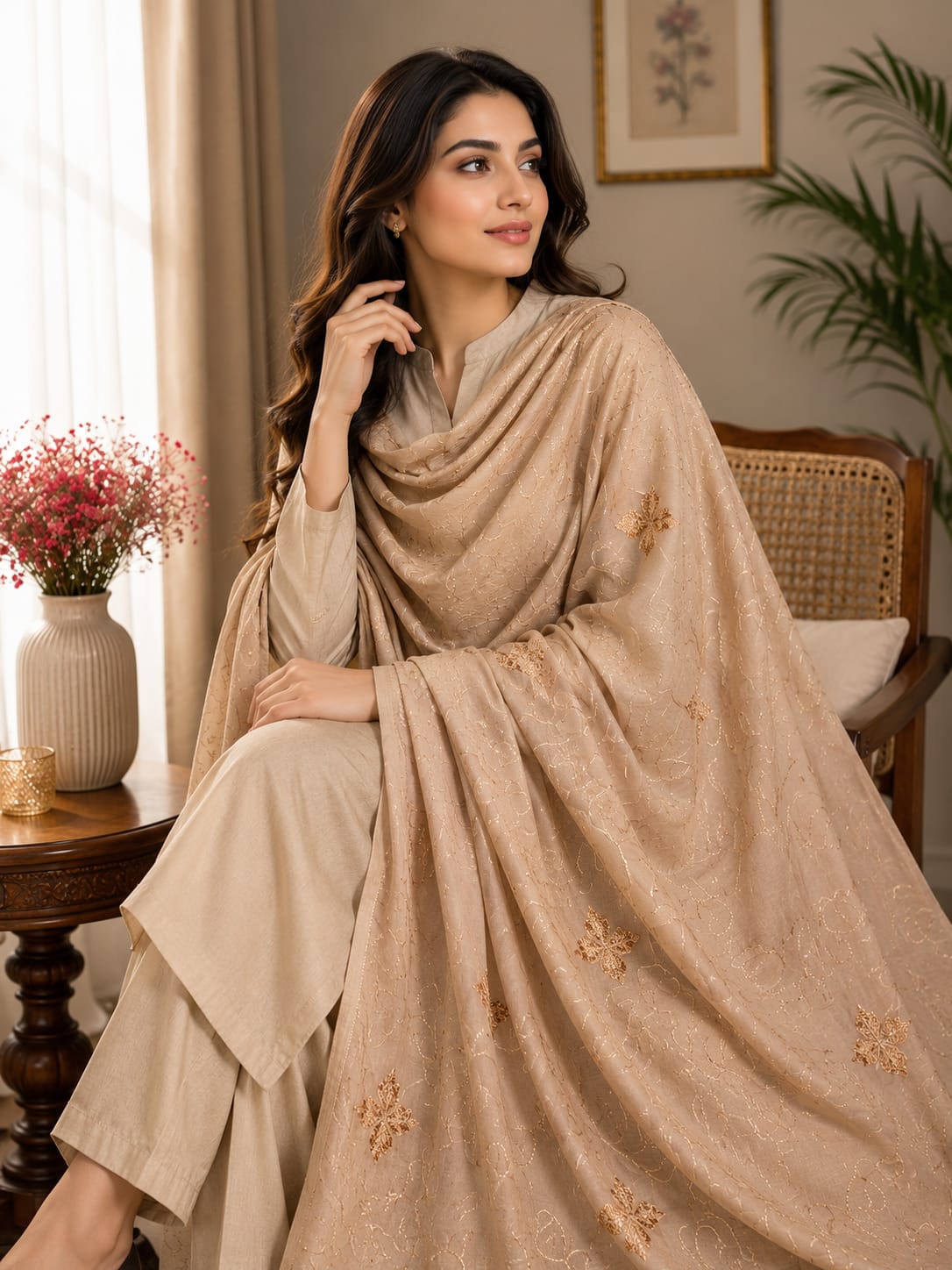 Premium Ladies Embroidered Swiss Lawn Shawls