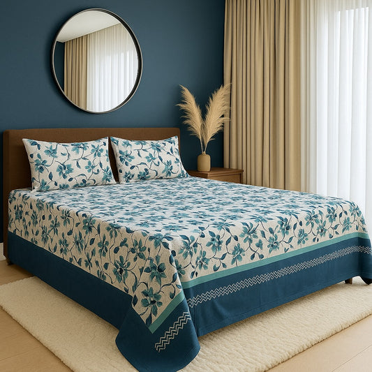 Elegant Pure Cotton 3 Pcs King Bedsheet Set 07