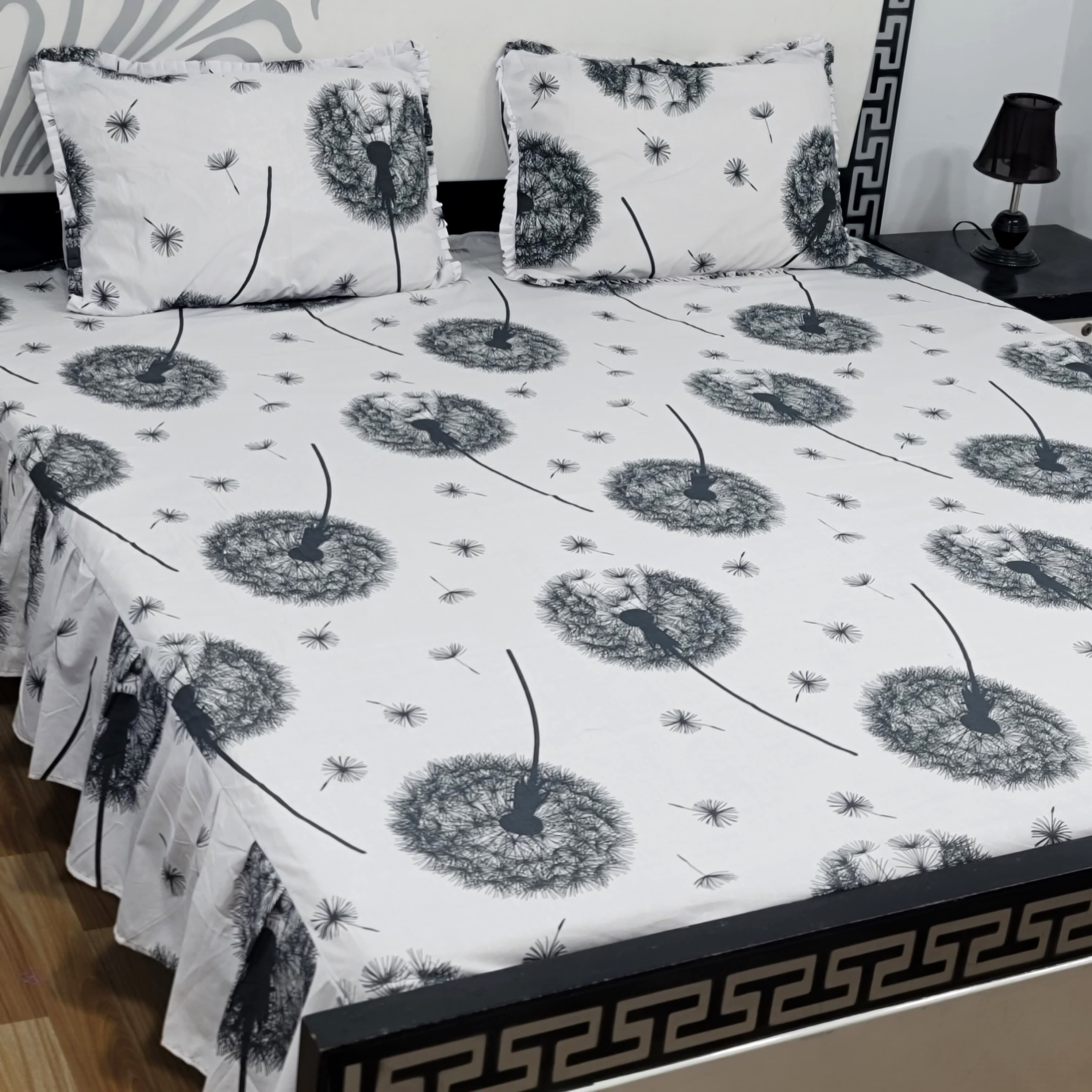 ROYAL Pure Cotton King Size FRILL BED SHEETS 06