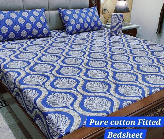 3 Pcs Pure Cotton Fitted Bedsheets 018