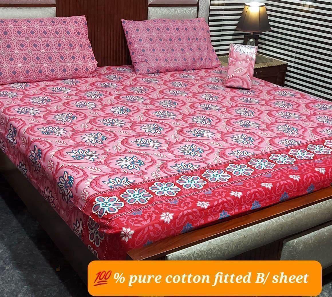3 Pcs Pure Cotton Fitted Bedsheets 02