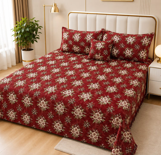 Appish Bridal Velvet Bed Sheet Set - 4pcs - ABB025