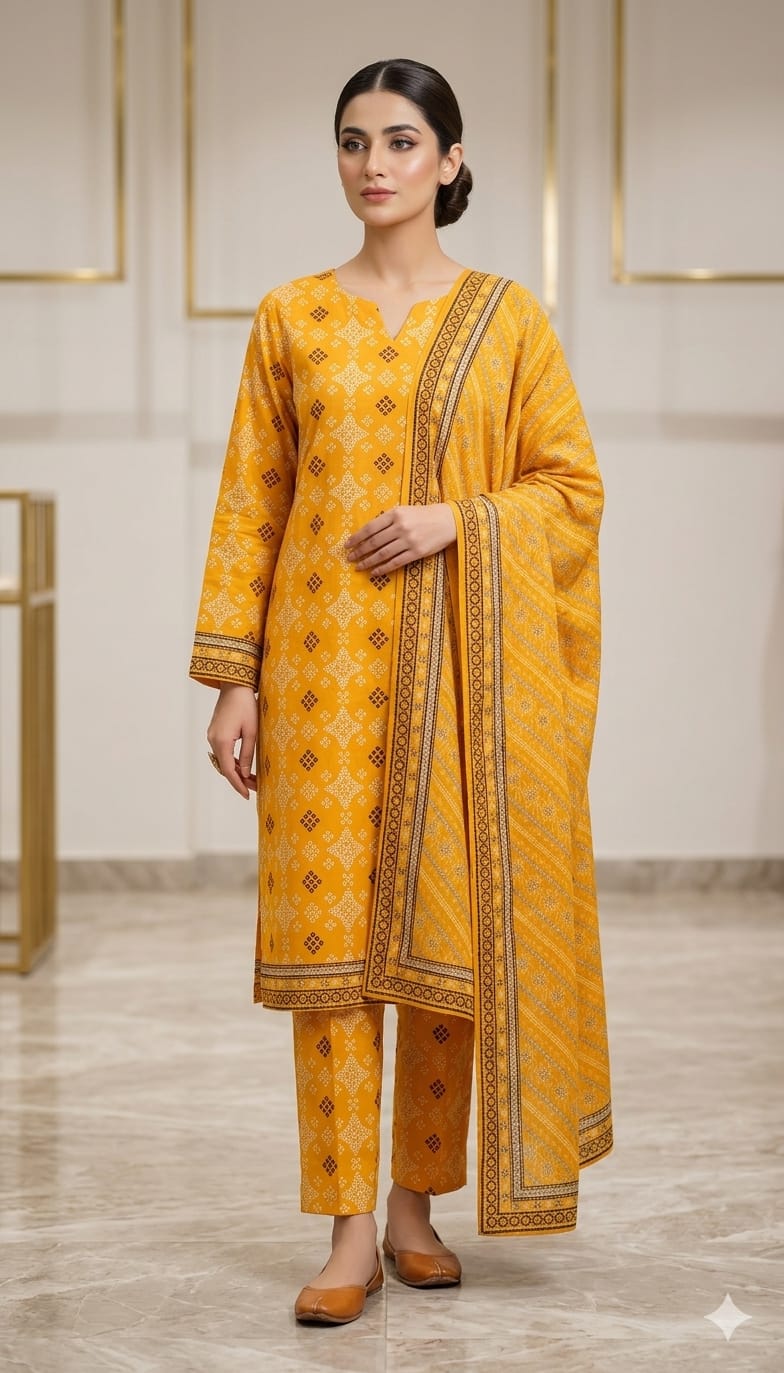 🌸 3 Pcs Unstitched Premium Lawn Suit