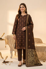 Luxury Dhanak Embroidered 3-Piece Suit with 3D Pashmina Shawl
