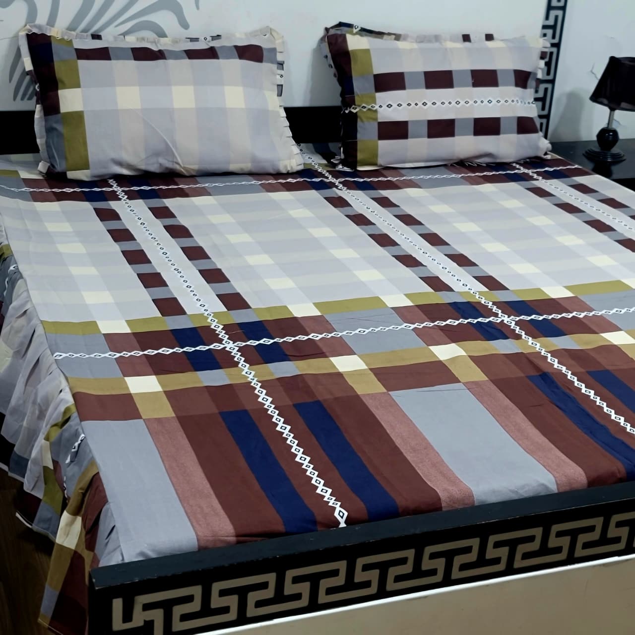 ROYAL Pure Cotton King Size FRILL BED SHEETS 015