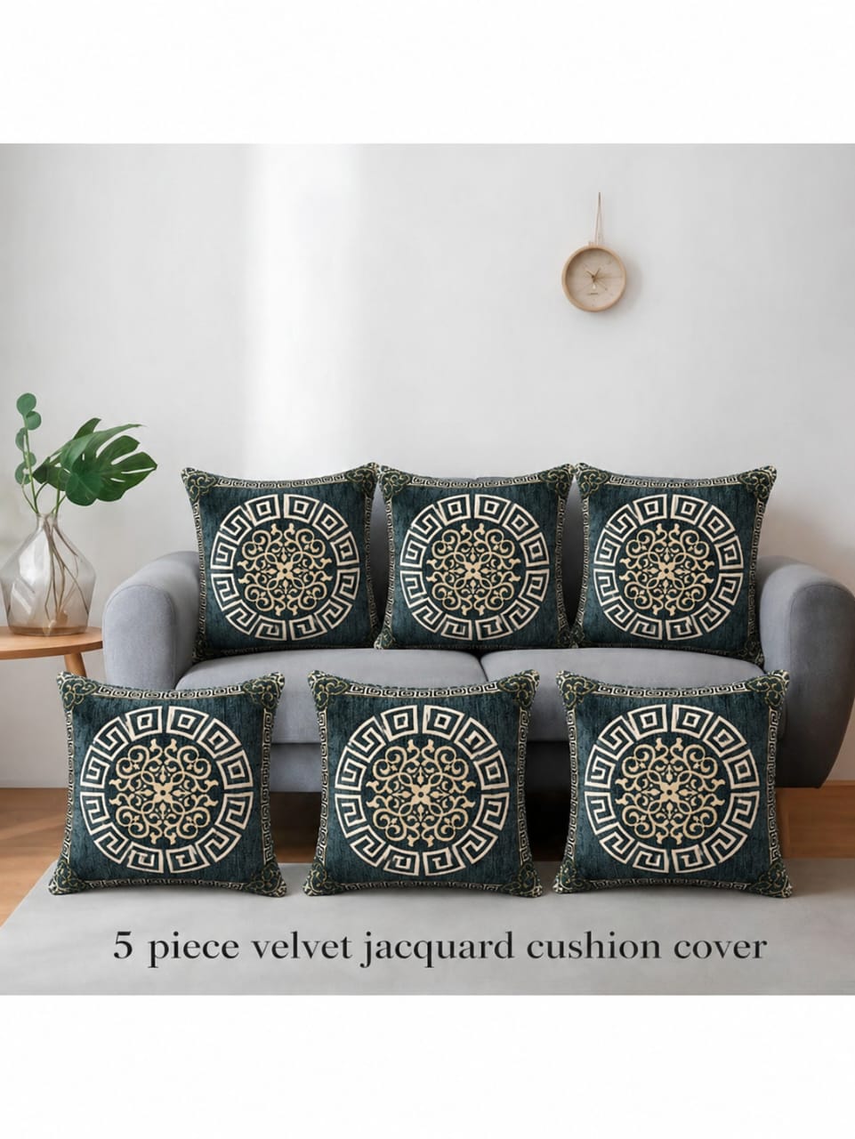 VELVET JACQUARD CUSHION COVERS 5pcs Set 09