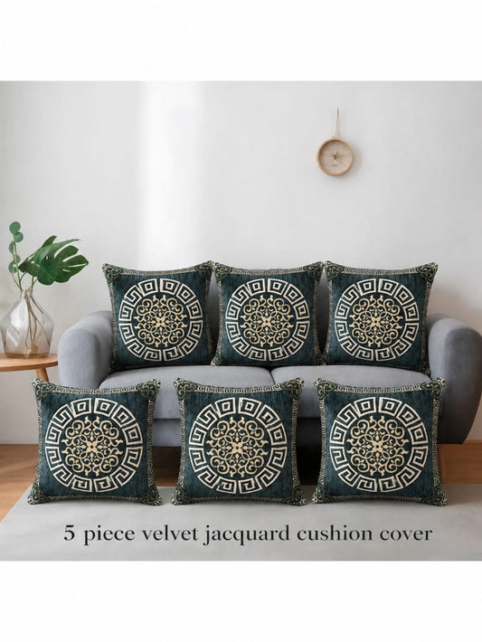 VELVET JACQUARD CUSHION COVERS 5pcs Set 09