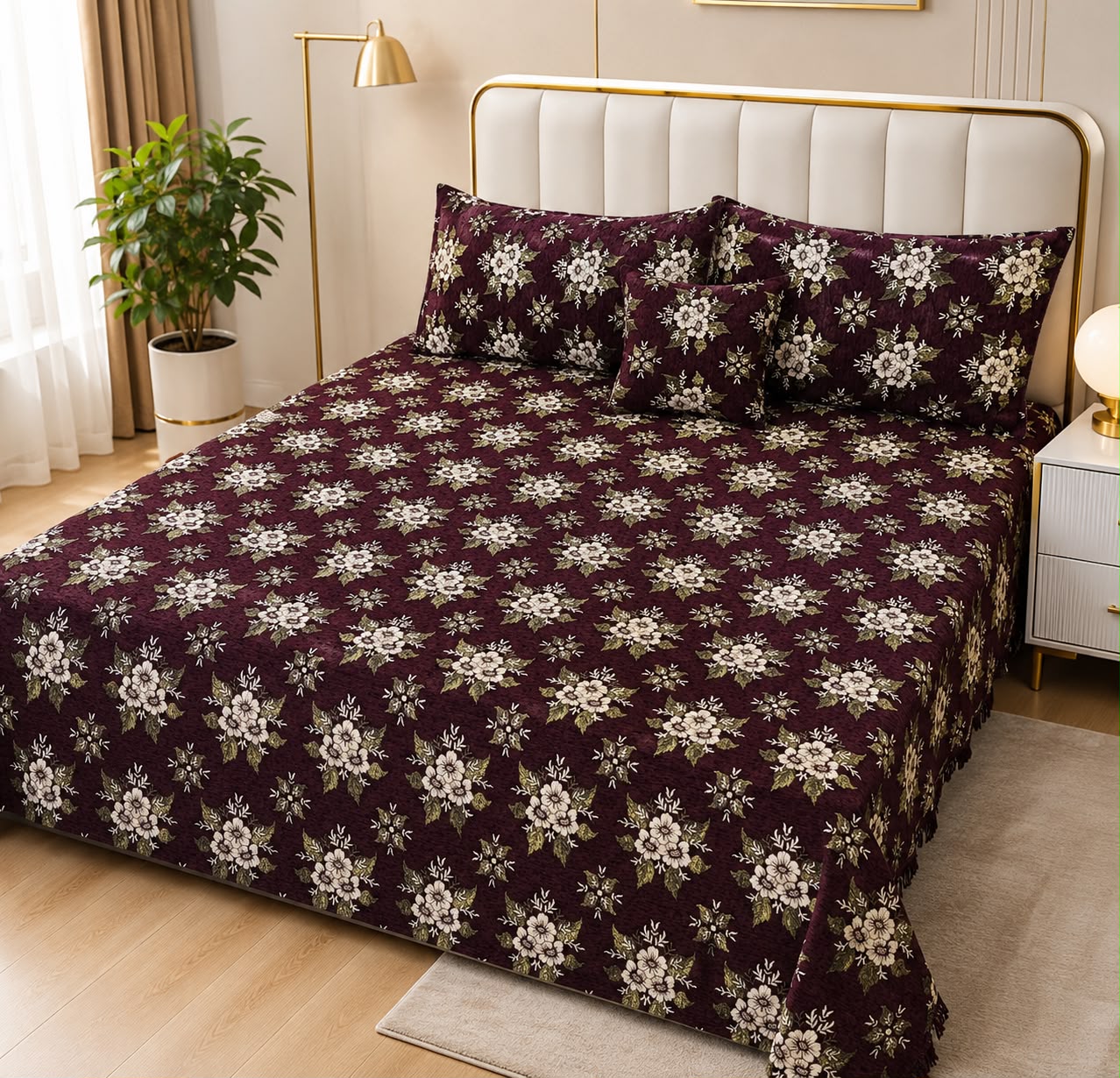 Appish Bridal Velvet Bed Sheet Set - 4pcs - ABB028