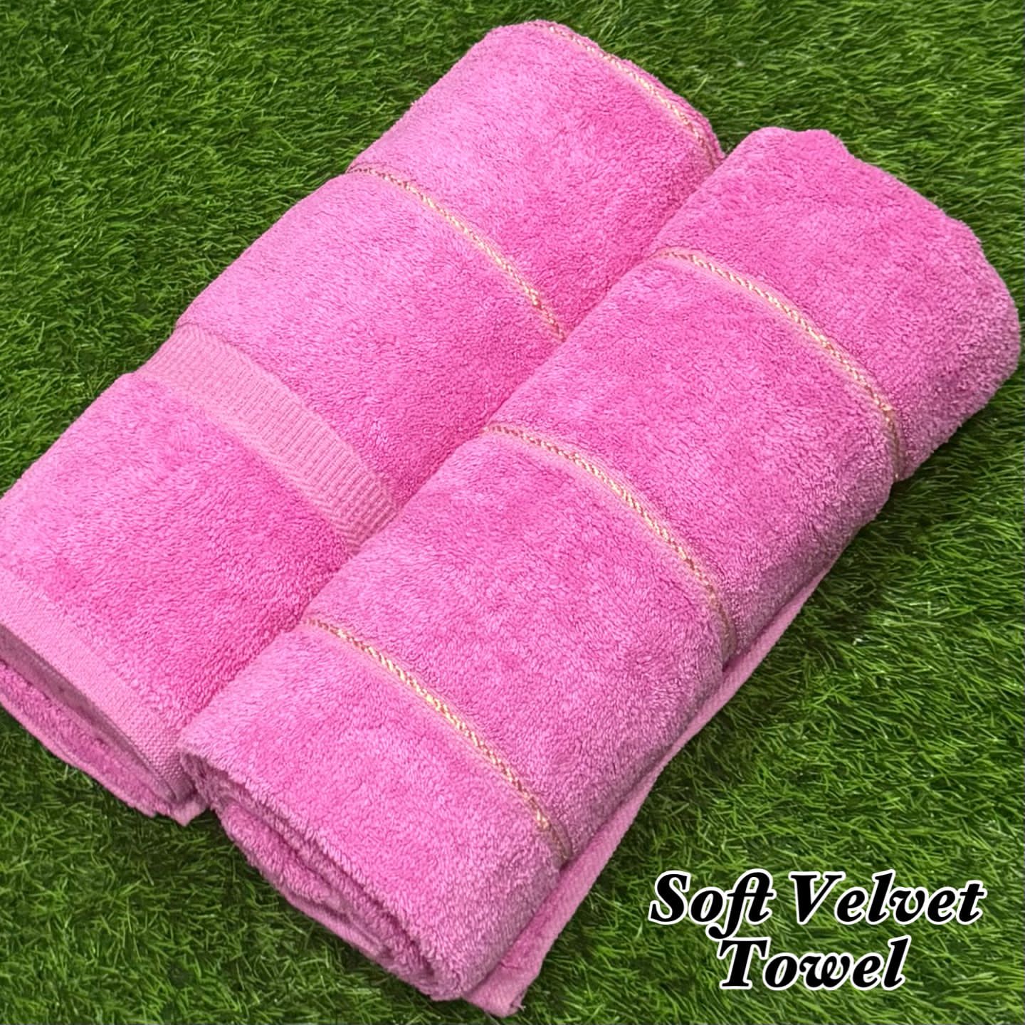 2Pcs Soft Velvet Bathroom Towel Pair – Ultra Absorbent & Premium Quality