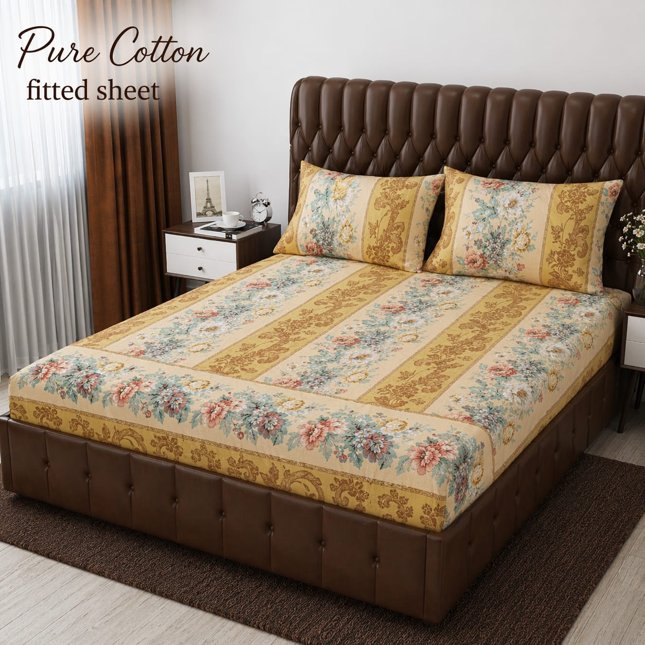 3 Pcs Pure Cotton Fitted Bedsheets 019