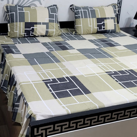 ROYAL Pure Cotton King Size FRILL BED SHEETS 018