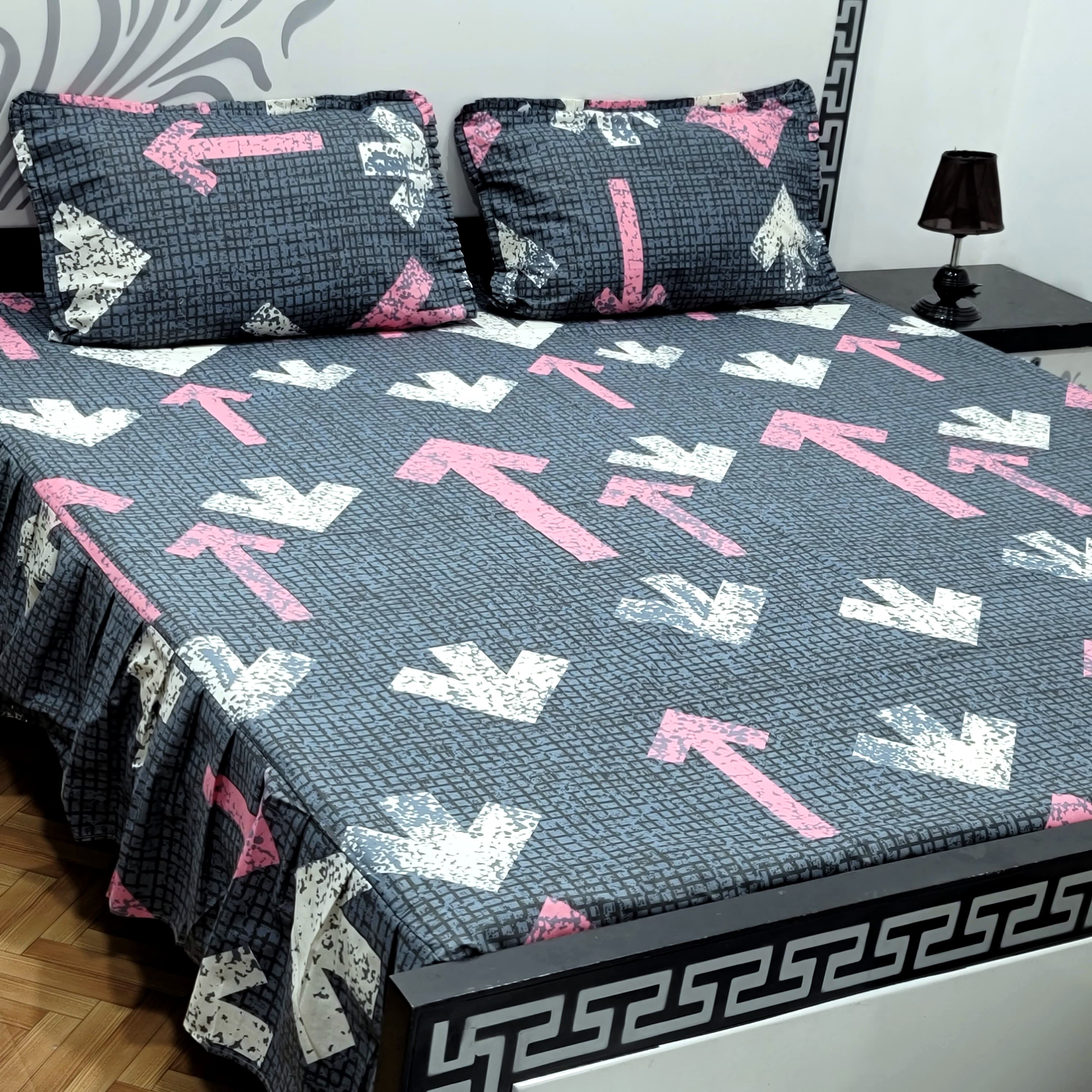 ROYAL Pure Cotton King Size FRILL BED SHEETS 03