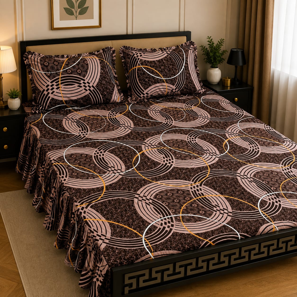 Royal Pure Cotton Frill Bedsheets 3 Pcs Set 07