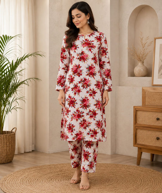 Winter Bloom – 2 Pcs Unstitched Ladies Suit