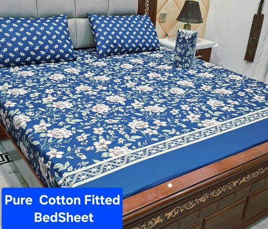 Elegant Pure Cotton Fitted Sheets 3 Pcs Set 044