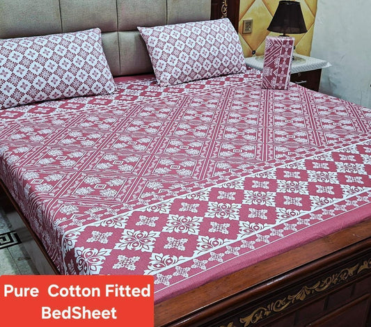 Elegant Pure Cotton Fitted Sheets 3 Pcs Set 045