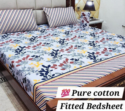 Elegant Pure Cotton Fitted Sheets 3 Pcs Set 059