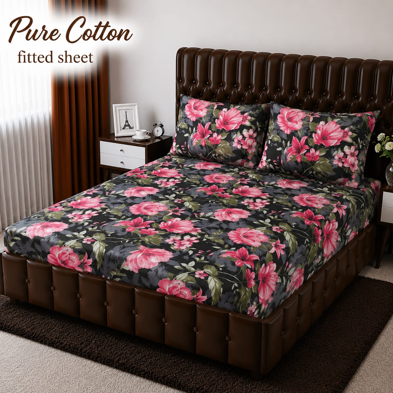 Elegant Pure Cotton Fitted Sheets 3 Pcs Set 027