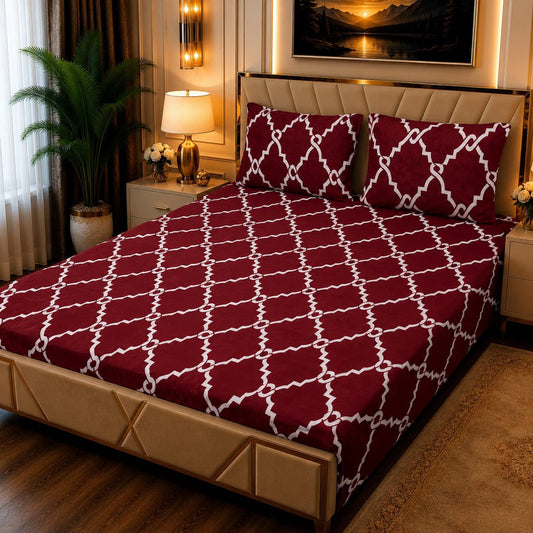 🛏️ 3 Pcs Fleece Bedsheet Set – Ultra Soft &amp; Warm 011