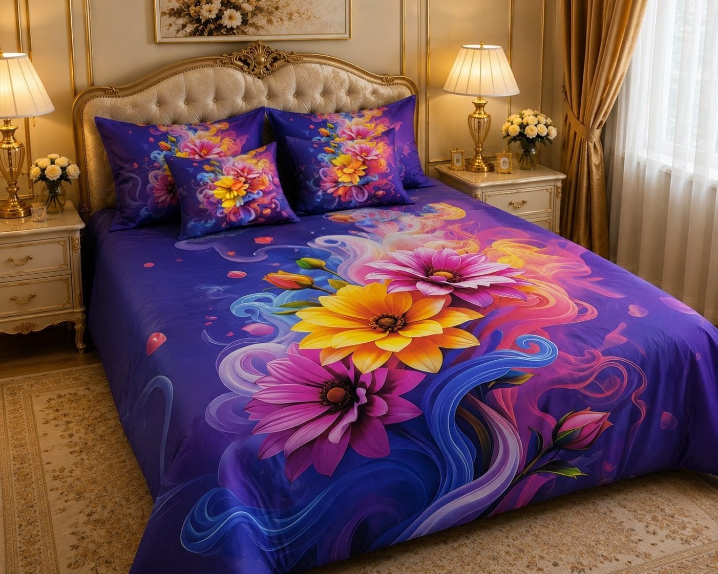 Soft & Durable 8D King Size 5 Piece Bed Sheet Set 07