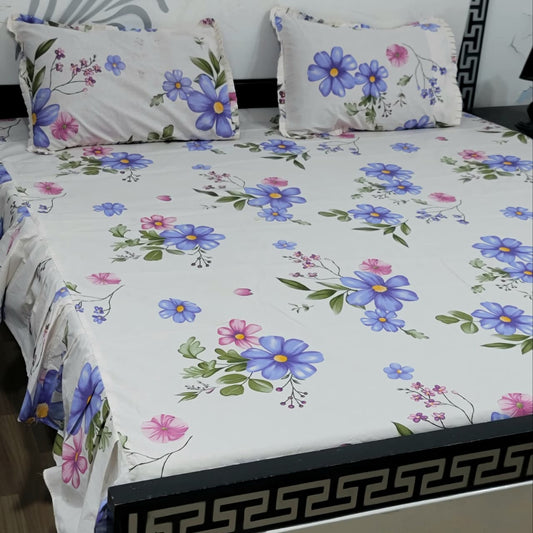 ROYAL Pure Cotton King Size FRILL BED SHEETS 019